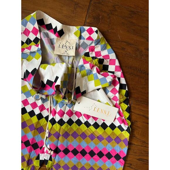 Lenni The Label Women’s Size Medium Lace -Up Front Bell Bottom Pink Rayon Pants - Picture 4 of 4